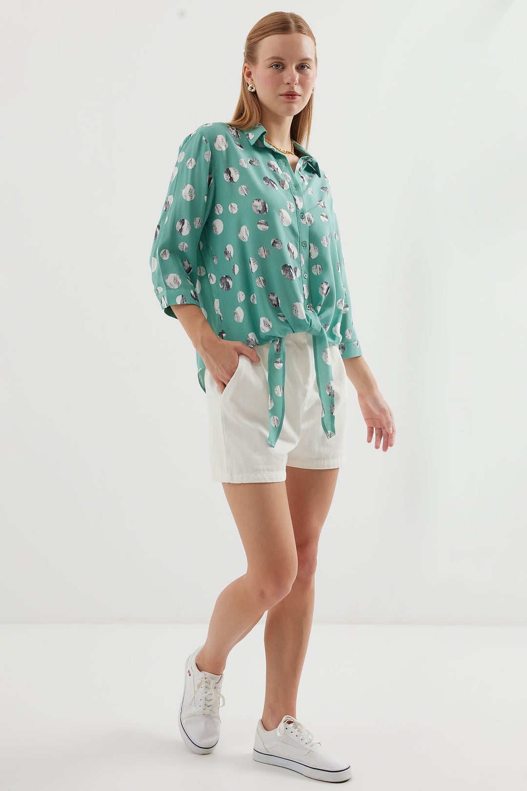 BGD Women Tied Front Patterned Shirt - Çağla - Avondale