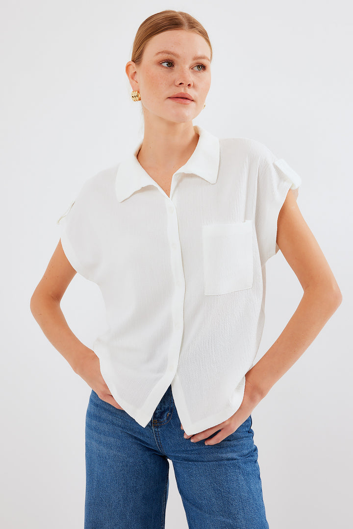 BGD Women Headline Double Short Sleeve Shirt - White - Avondale