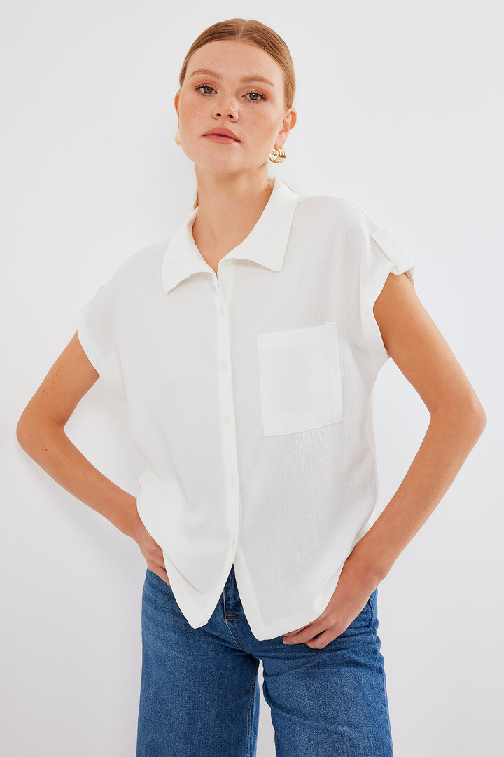 BGD Women Headline Double Short Sleeve Shirt - White - Avondale