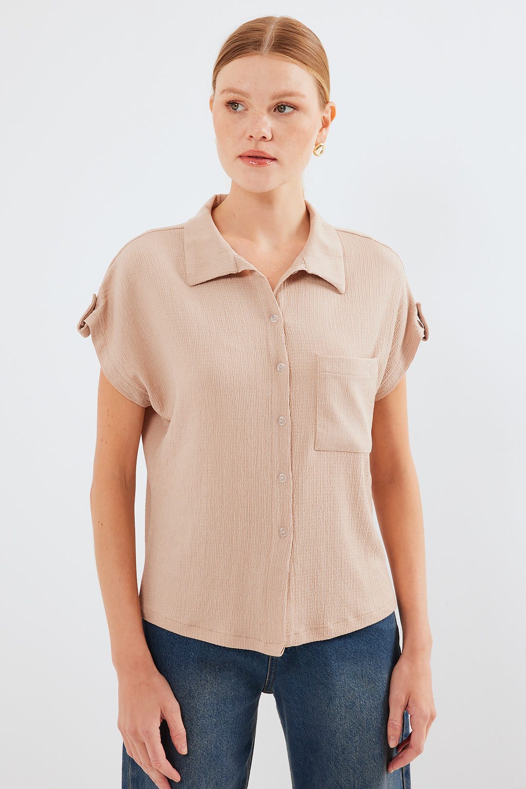 BGD Women Headline Double Short Sleeve Shirt - Biscuit - Avondale