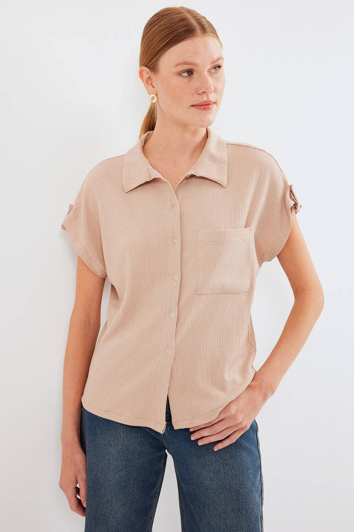 BGD Women Headline Double Short Sleeve Shirt - Biscuit - Avondale