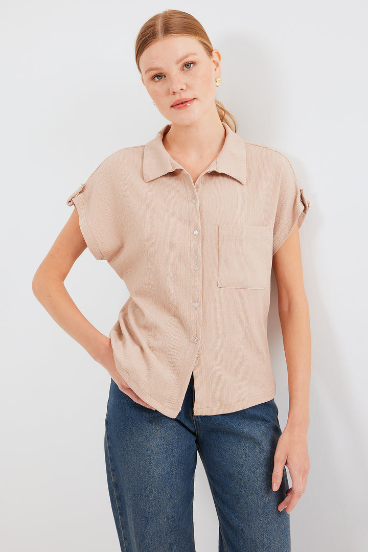 BGD Women Headline Double Short Sleeve Shirt - Biscuit - Avondale