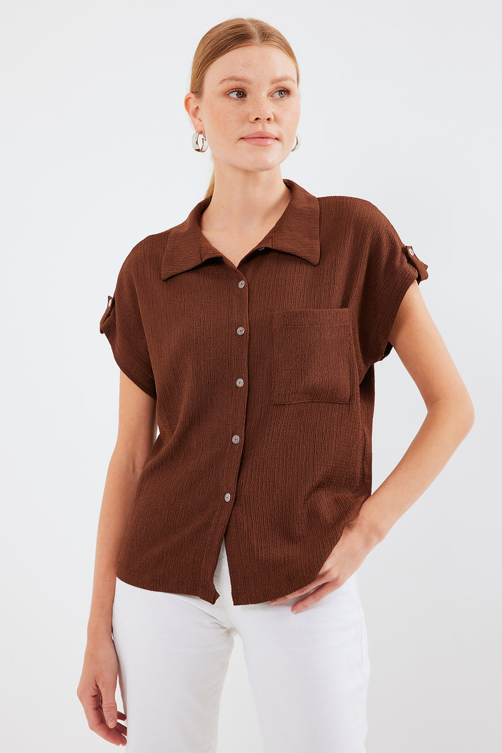 BGD Women Headline Double Short Sleeve Shirt - Brown - Avondale