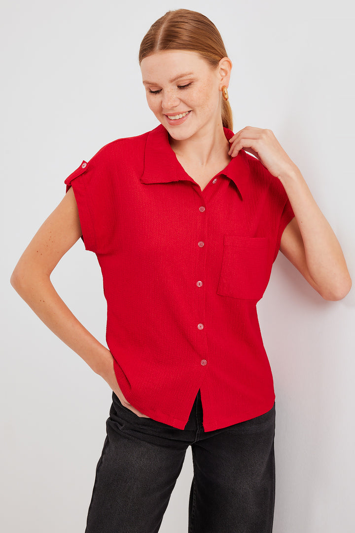 BGD Women Headline Double Short Sleeve Shirt - Red - Avondale