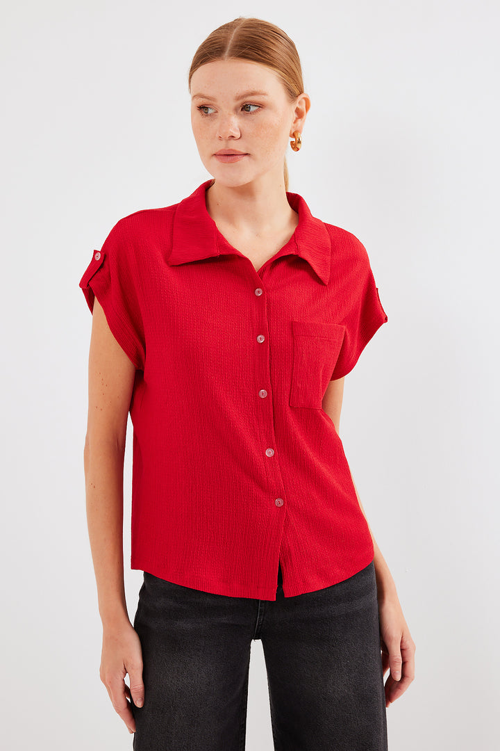 BGD Women Headline Double Short Sleeve Shirt - Red - Avondale