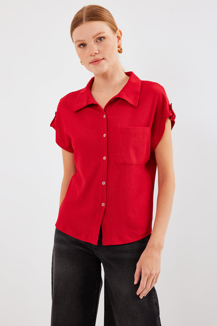 BGD Women Headline Double Short Sleeve Shirt - Red - Avondale