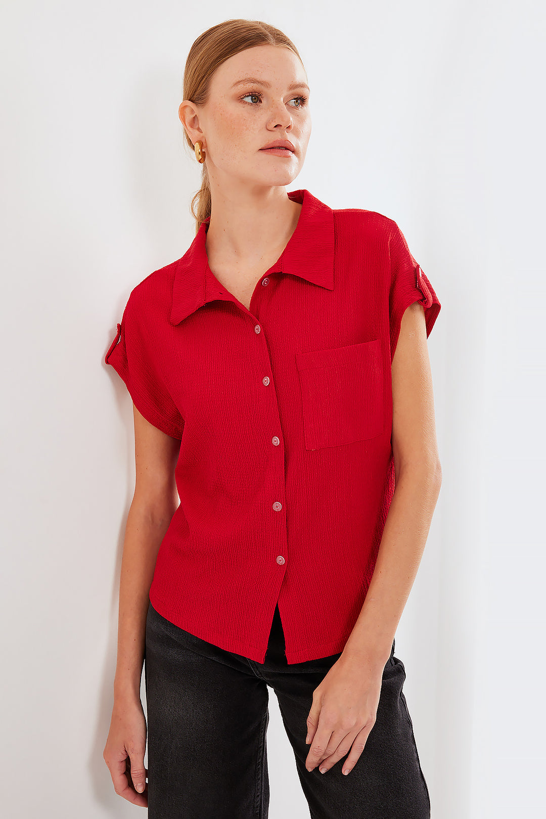 BGD Women Headline Double Short Sleeve Shirt - Red - Avondale