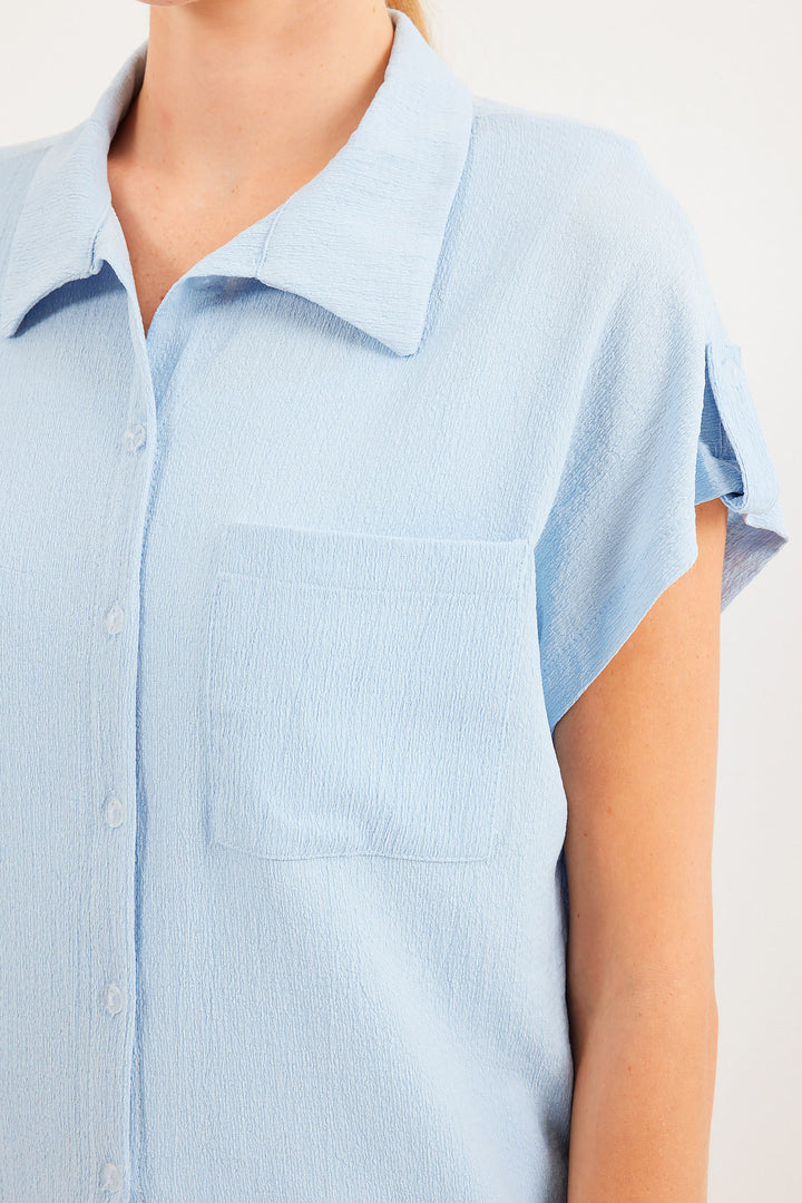 BGD Women Headline Double Short Sleeve Shirt - Blue - Avondale