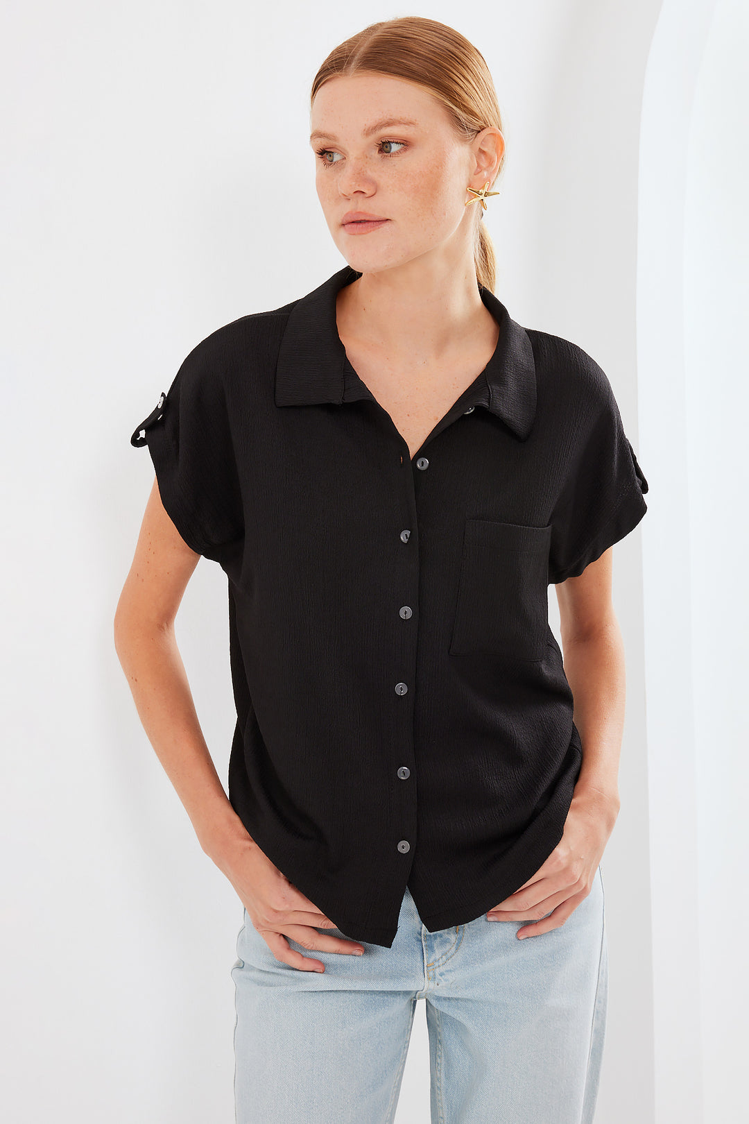 BGD Women Headline Double Short Sleeve Shirt - Black - Avondale