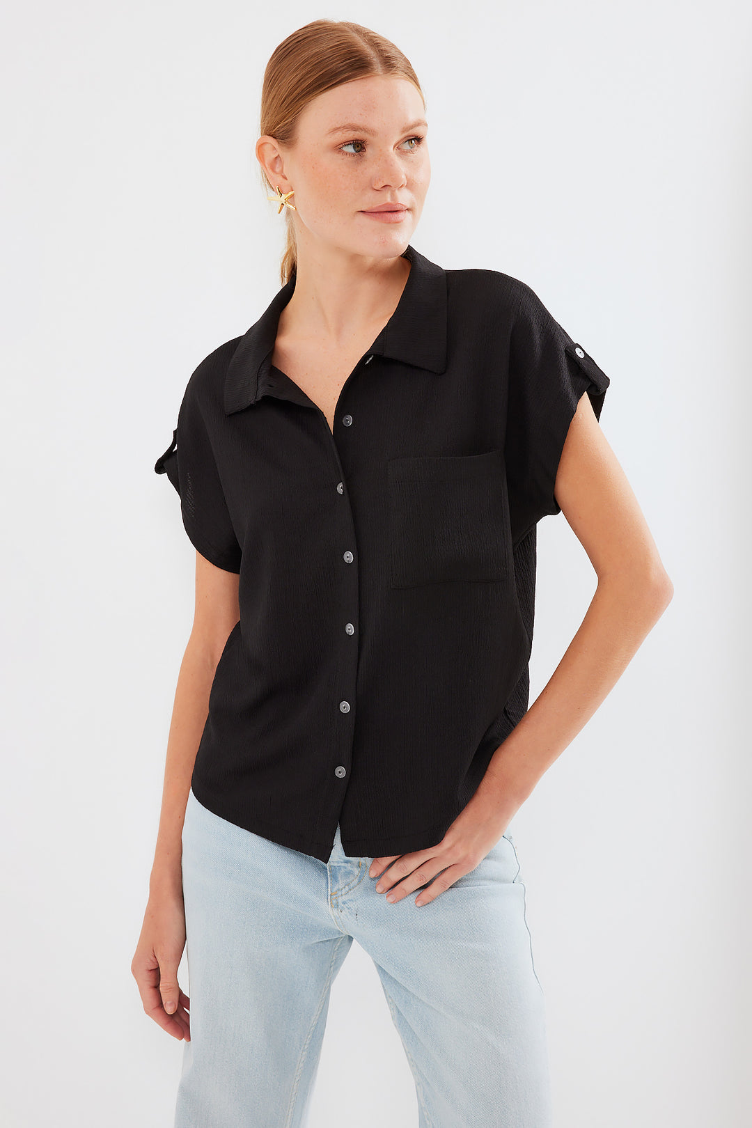 BGD Women Headline Double Short Sleeve Shirt - Black - Avondale