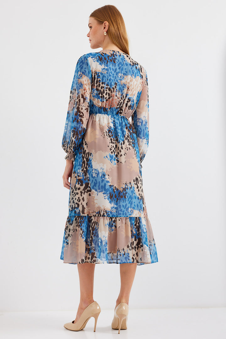 BGD Women Patterned Chiffon Dress - Light Blue - Avondale