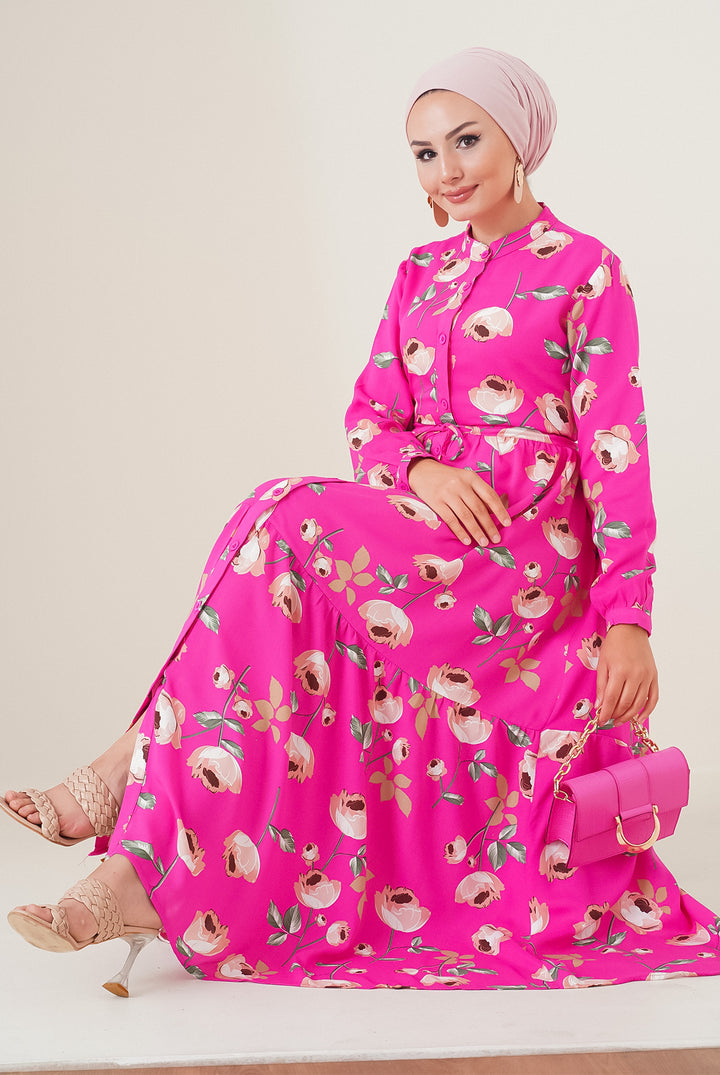 BGD Women Judge Collar Hijab Dress - A.Fuchsia - Avondale