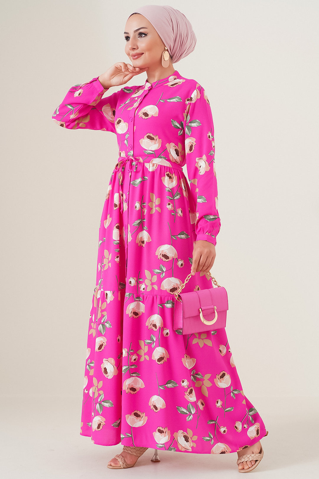 BGD Women Judge Collar Hijab Dress - A.Fuchsia - Avondale