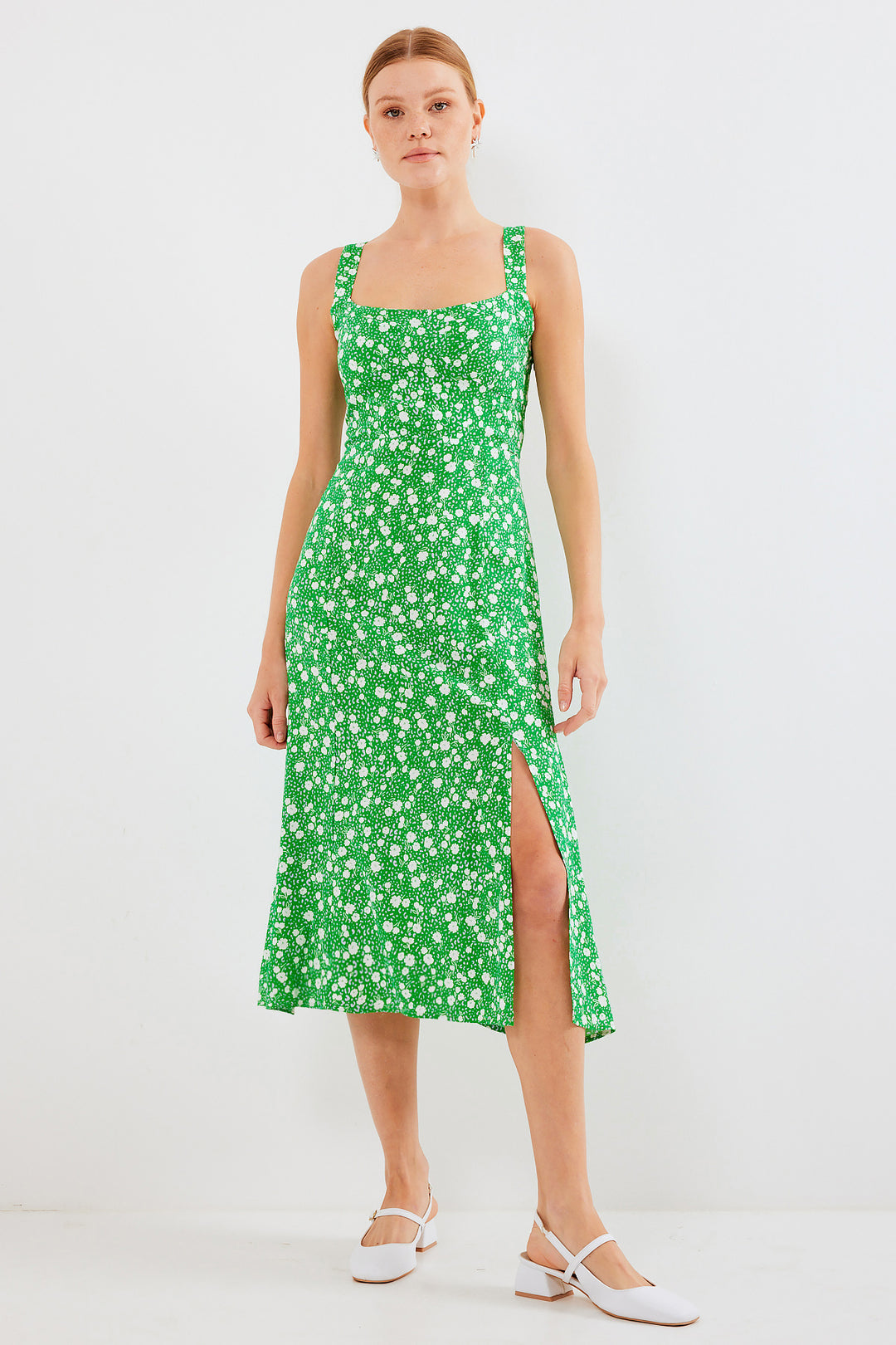 BGD Women Slit Strap Viscose Dress - Green - Avondale