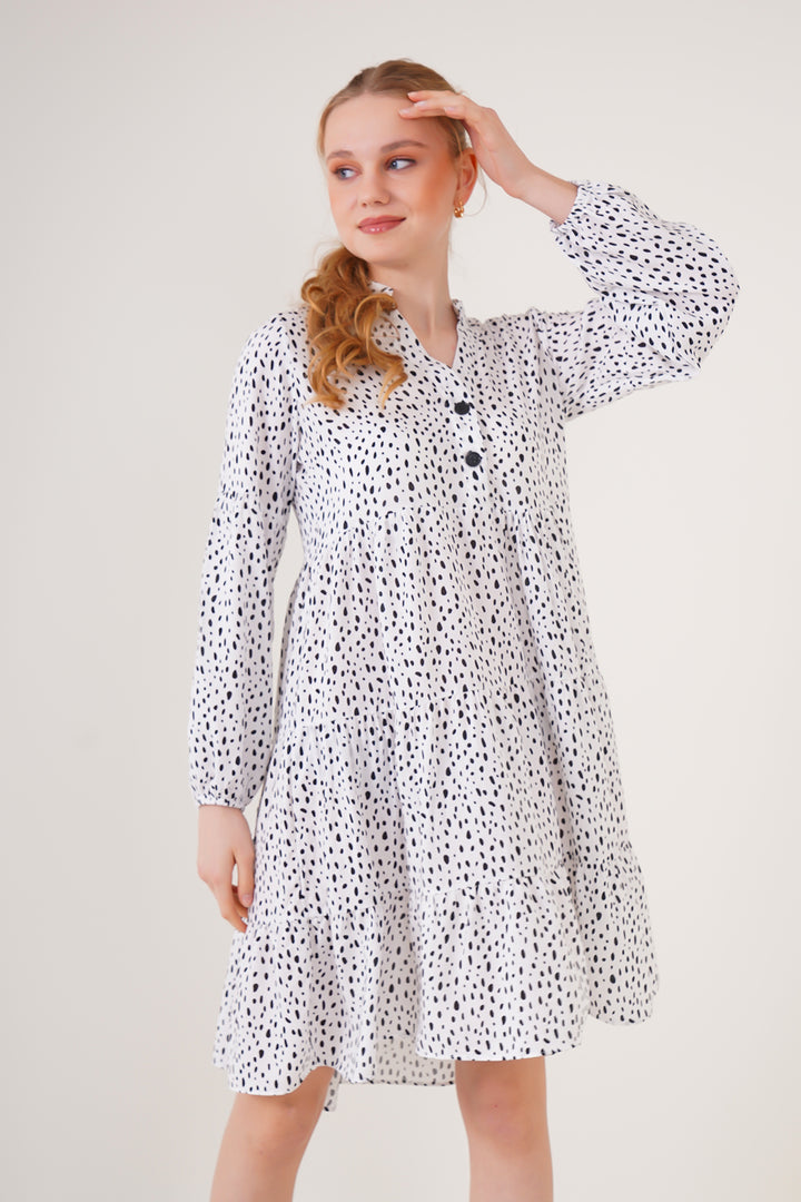 BGD Women Patterned Dress - White - Avondale