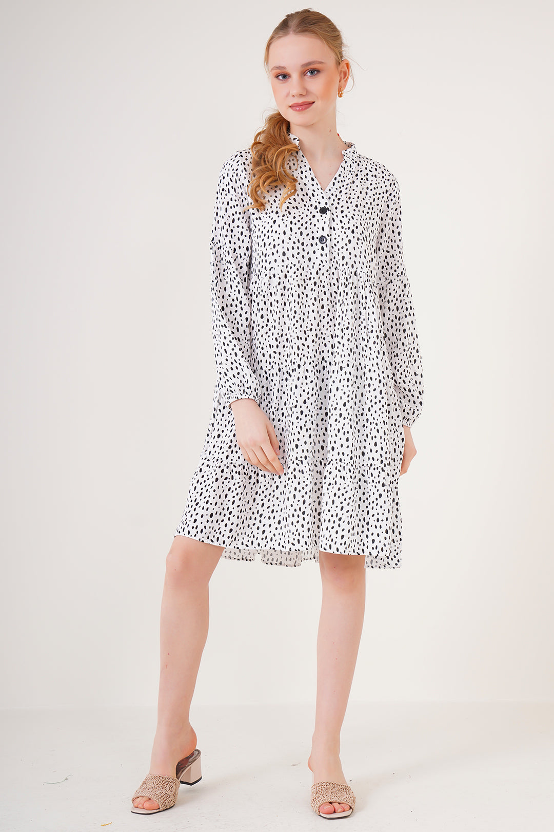 BGD Women Patterned Dress - White - Avondale