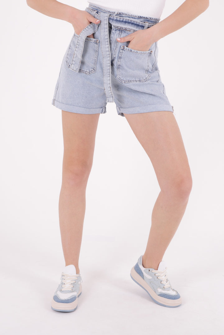 XLJ Elasticated Waist Denim Short with Belt Mixed - Purmerend