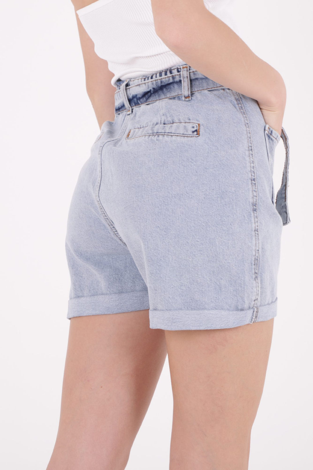 XLJ Elasticated Waist Denim Short with Belt Mixed - Purmerend