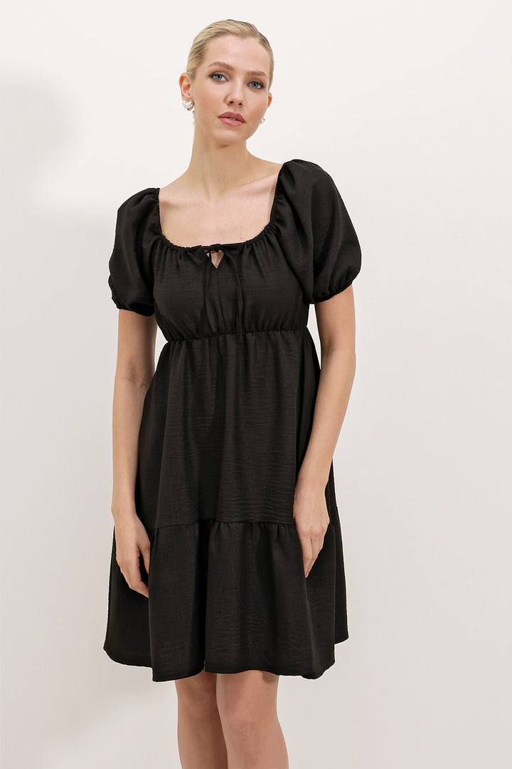 BGD Women Flound Poplin Dress - Black - Avondale