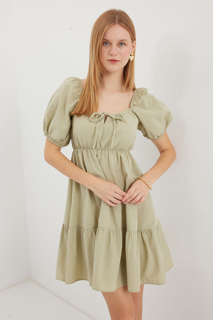 BGD Women Flared Poplin Dress - Chartreuse - Avondale