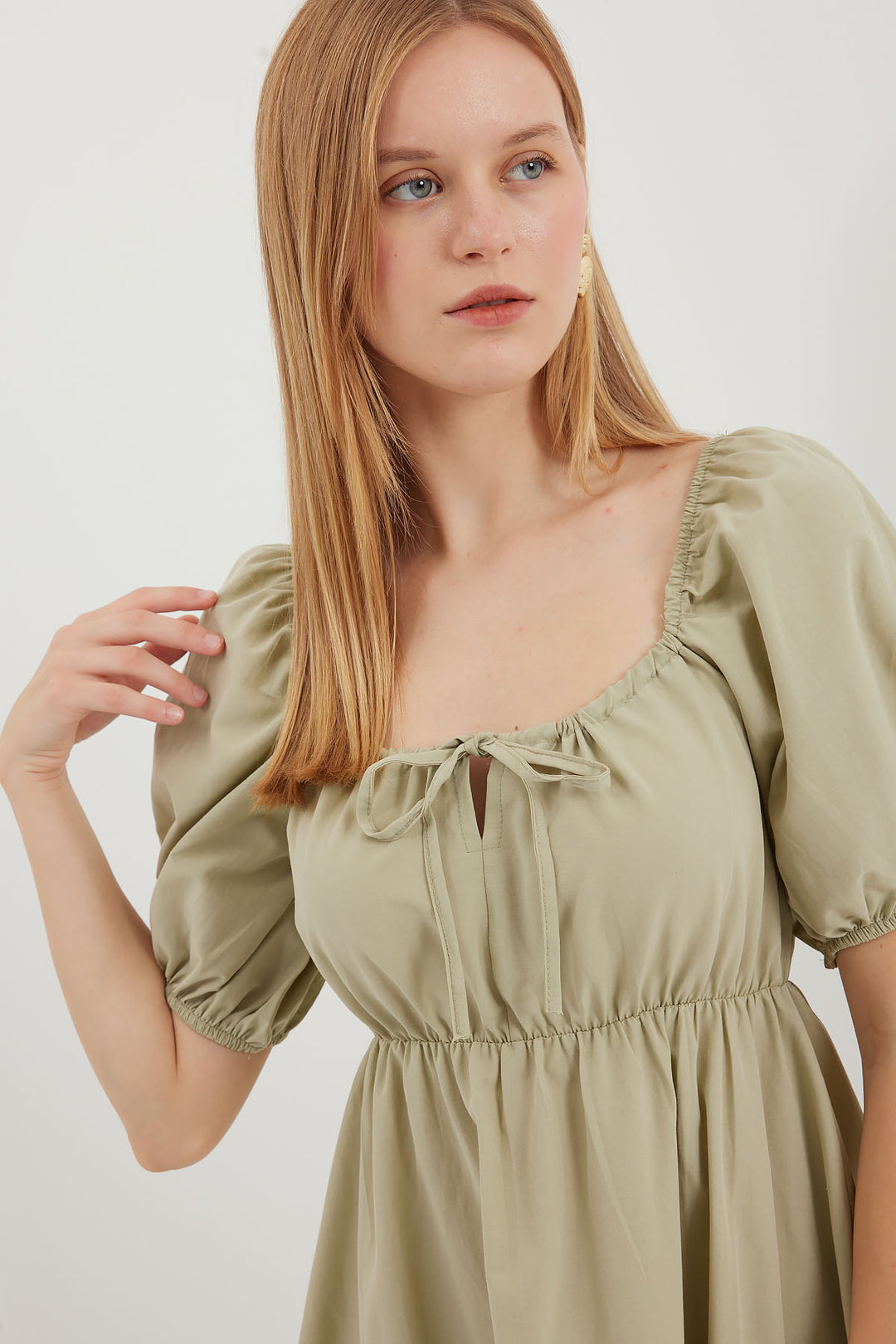 BGD Women Flared Poplin Dress - Chartreuse - Avondale