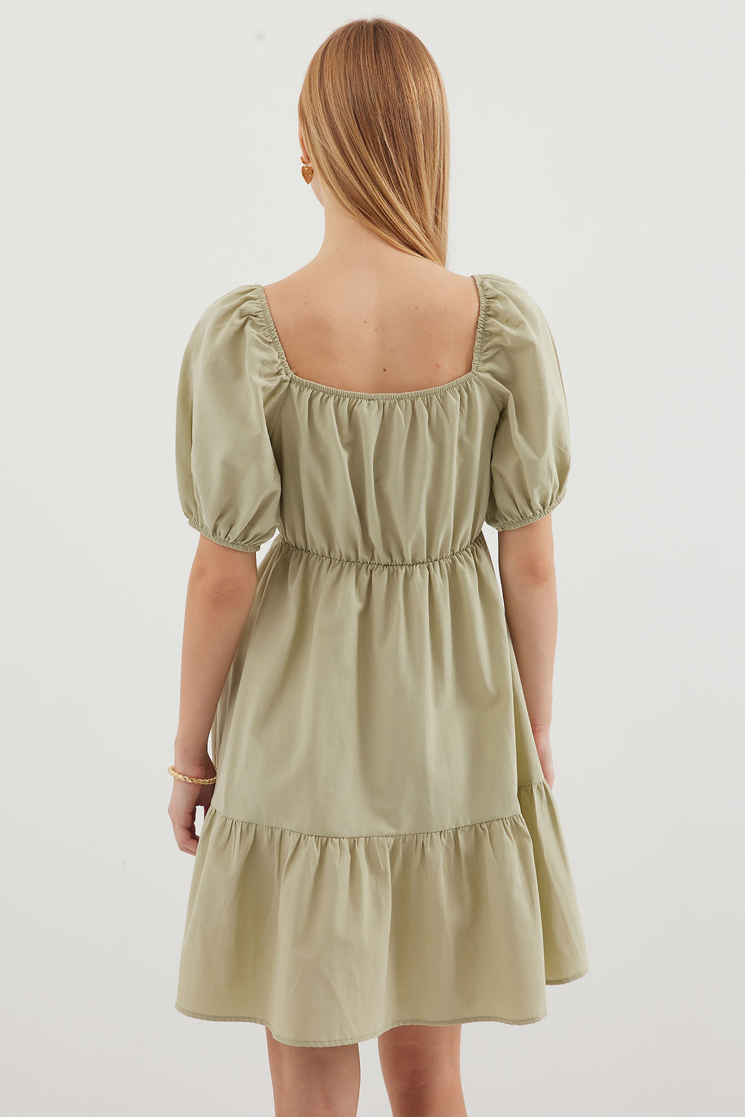 BGD Women Flared Poplin Dress - Chartreuse - Avondale