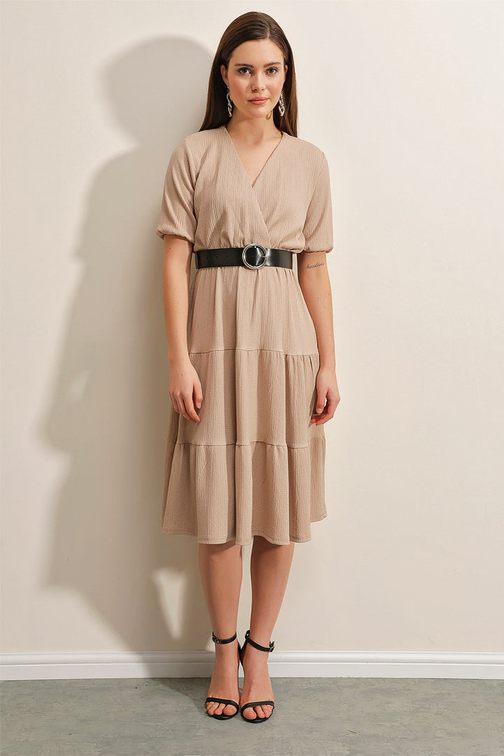 BGD Women Belted Knit Dress - Biscuit - Avondale