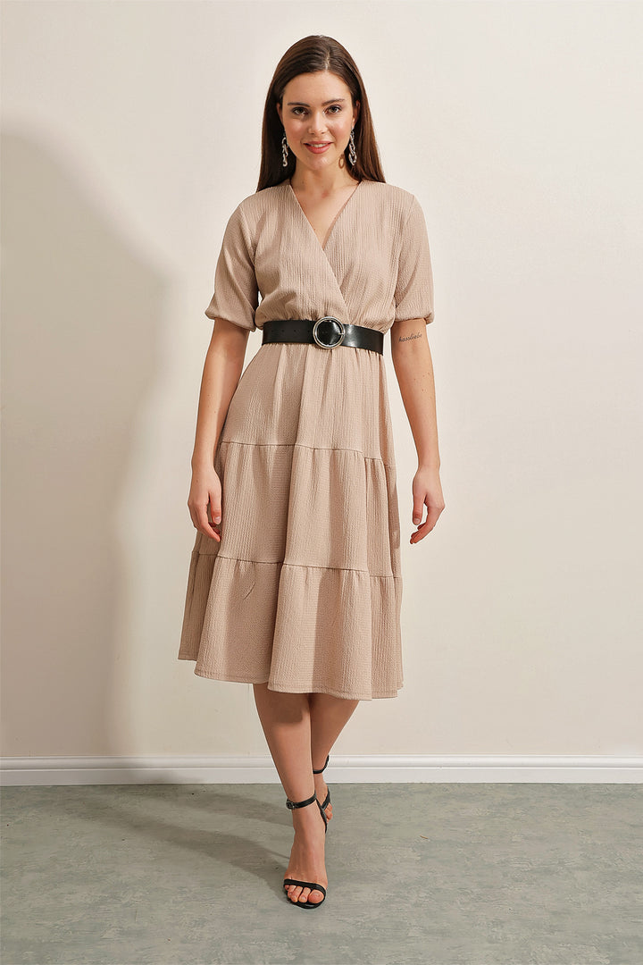 BGD Women Belted Knit Dress - Biscuit - Avondale