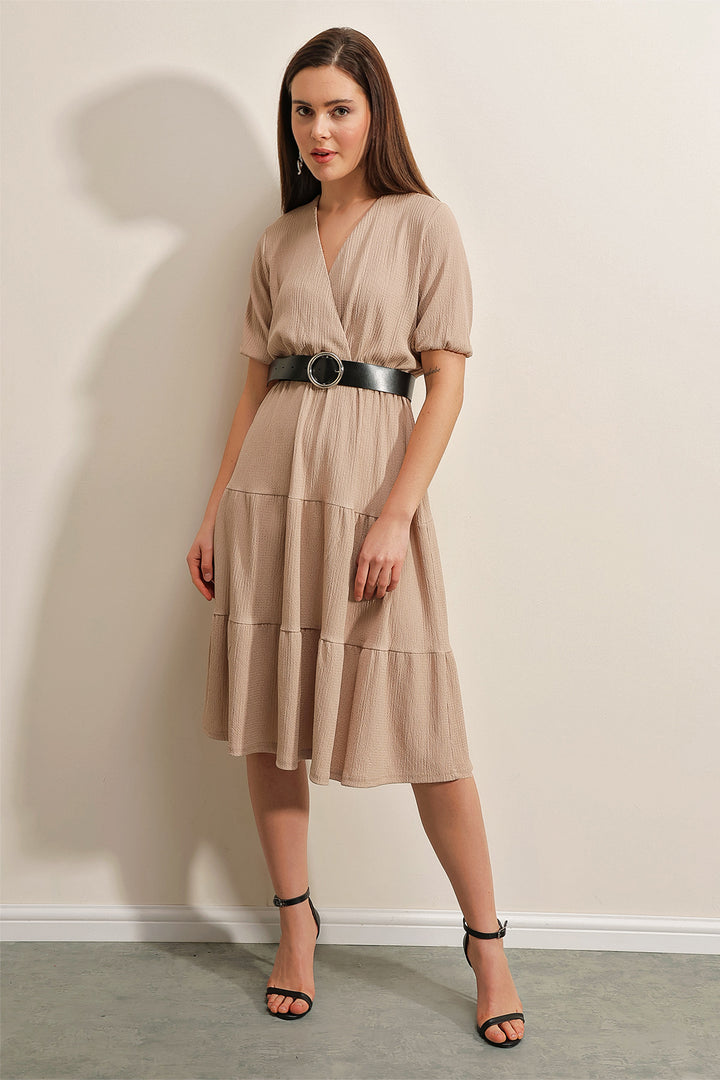 BGD Women Belted Knit Dress - Biscuit - Avondale