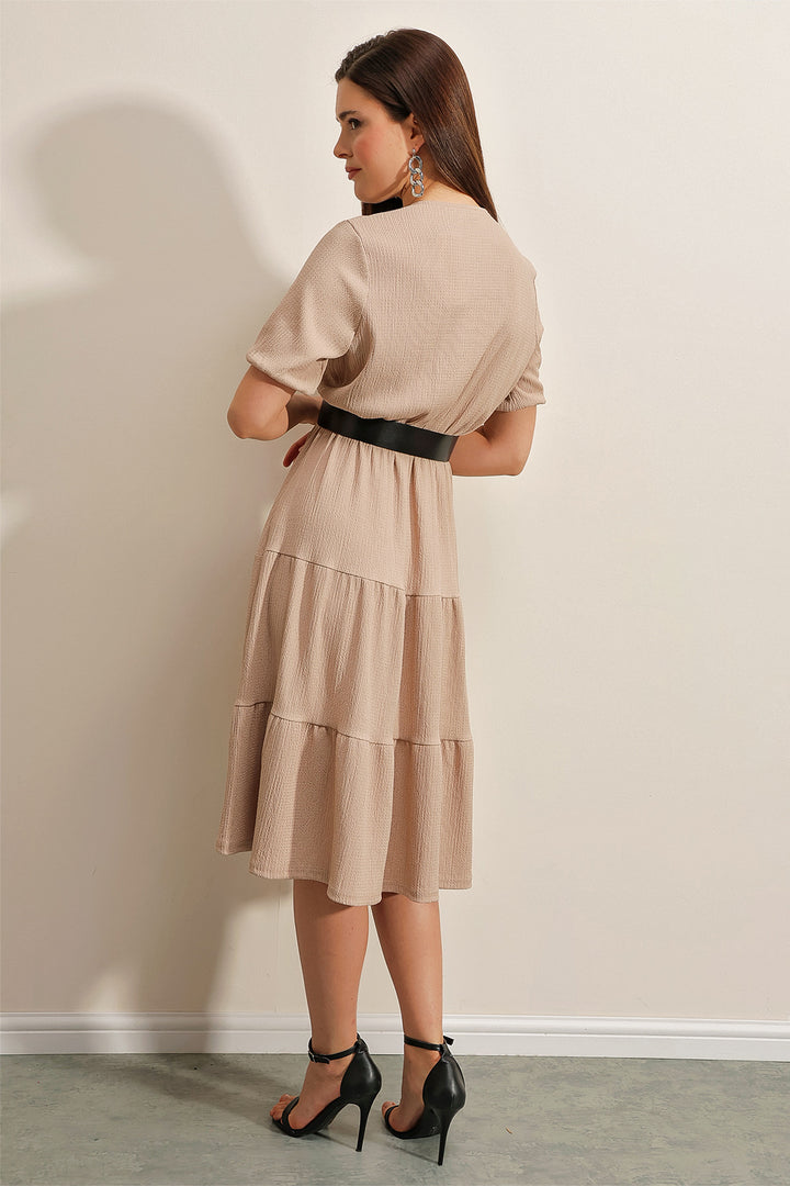 BGD Women Belted Knit Dress - Biscuit - Avondale