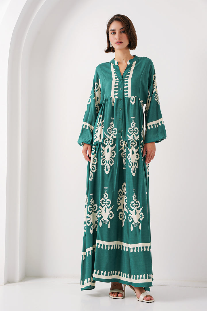 BGD Women Authentic Patterned Dress - A. Emerald Green - Avondale