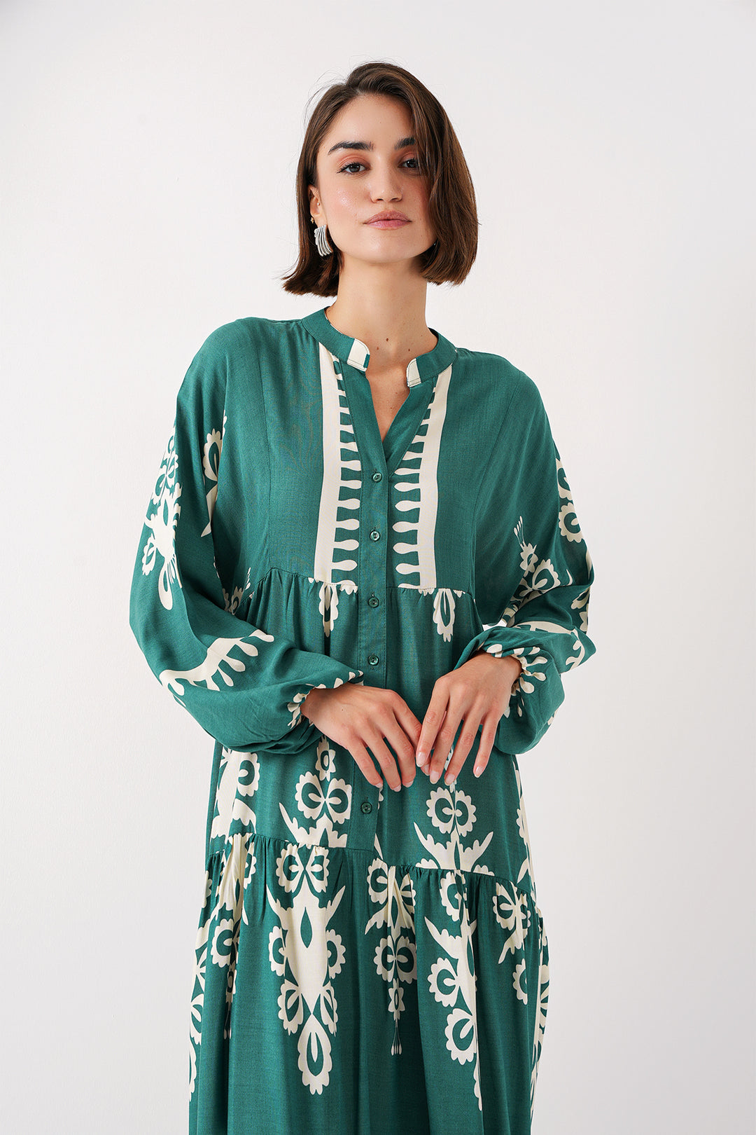 BGD Women Authentic Patterned Dress - A. Emerald Green - Avondale