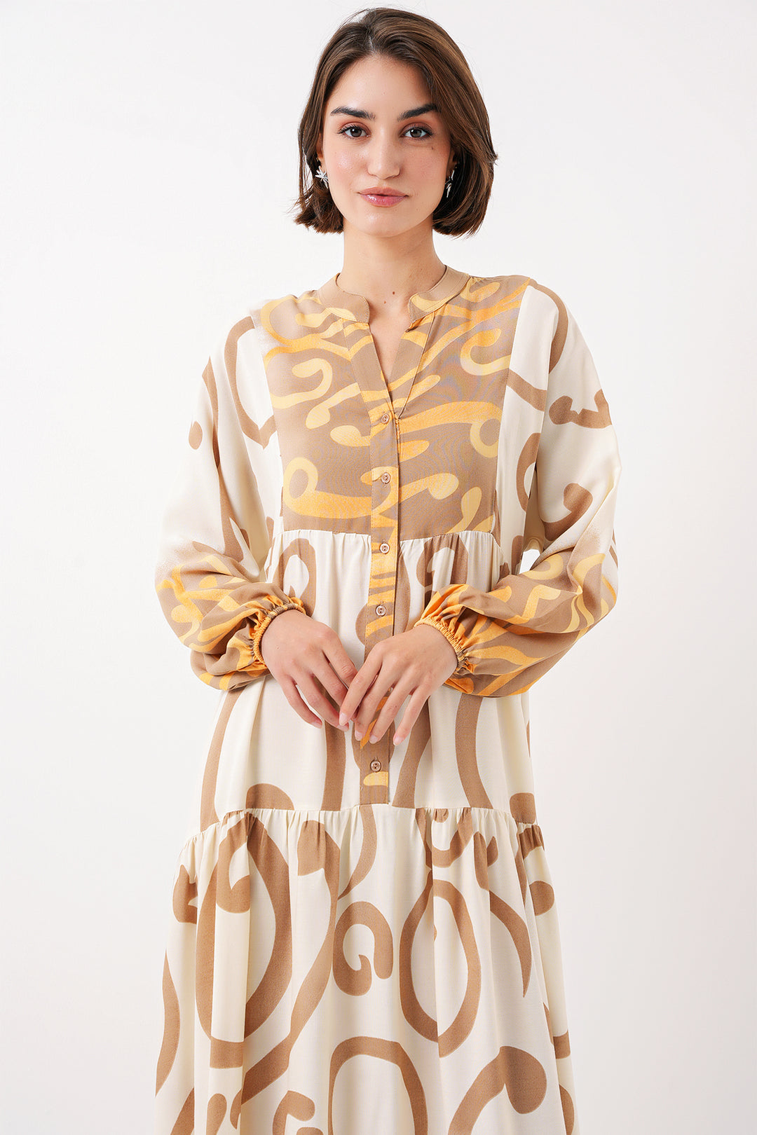 BGD Women Authentic Patterned Dress - Light Yellow - Avondale