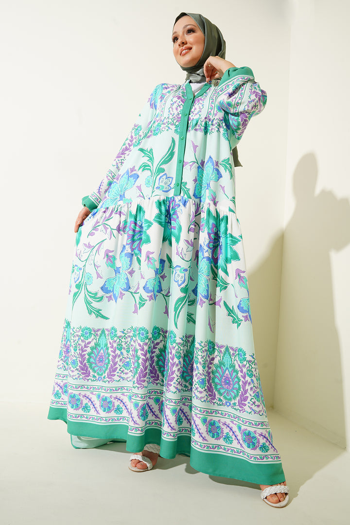 BGD Women Authentic Patterned Hijab Dress - D. Mint - Avondale