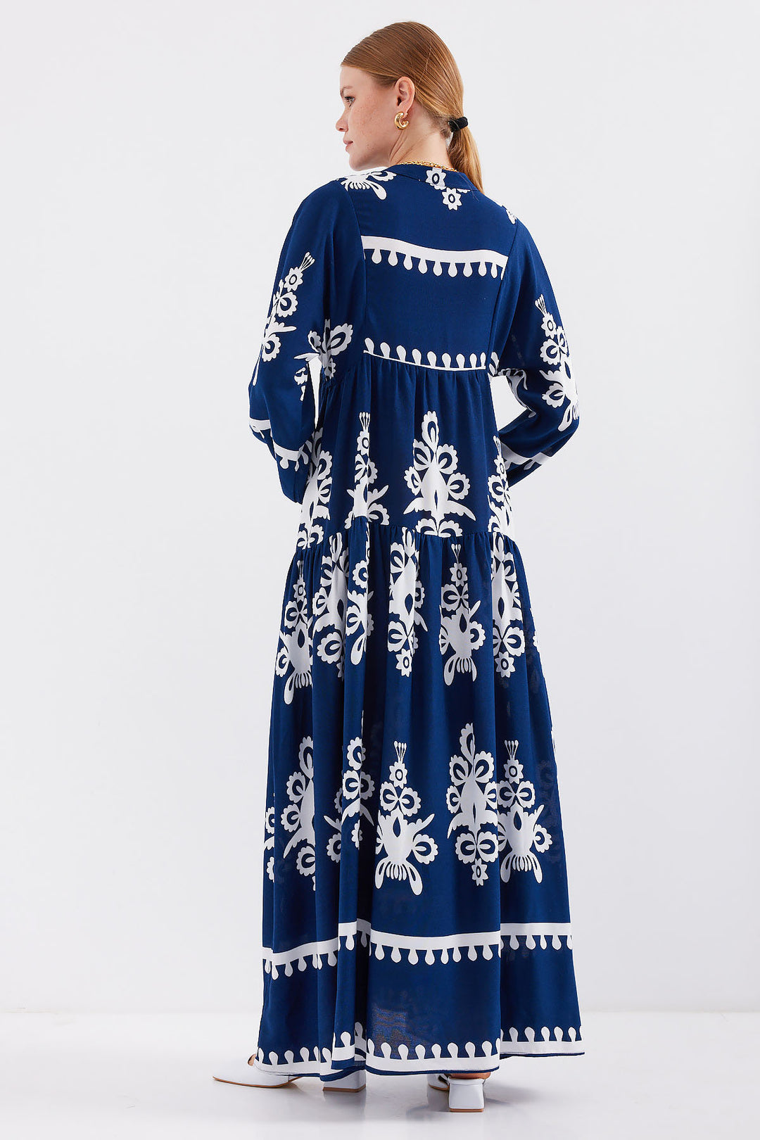 BGD Women Authentic Patterned Dress - Navy Blue - Avondale