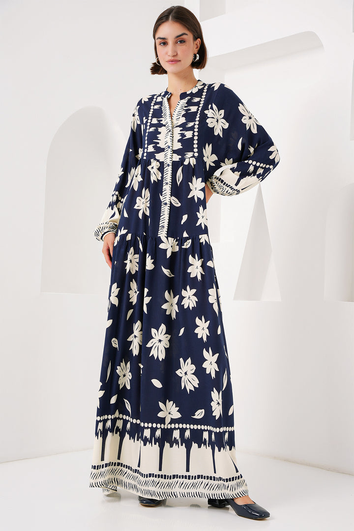 BGD Women Authentic Patterned Dress - L. Navy Blue - Avondale