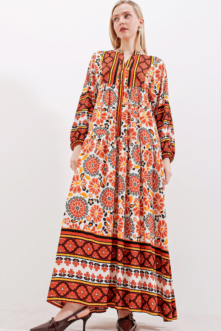 BGD Women Authentic Patterned Dress - M. Brown - Avondale