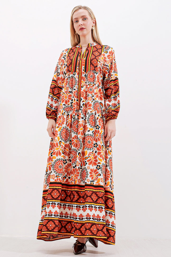 BGD Women Authentic Patterned Dress - M. Brown - Avondale