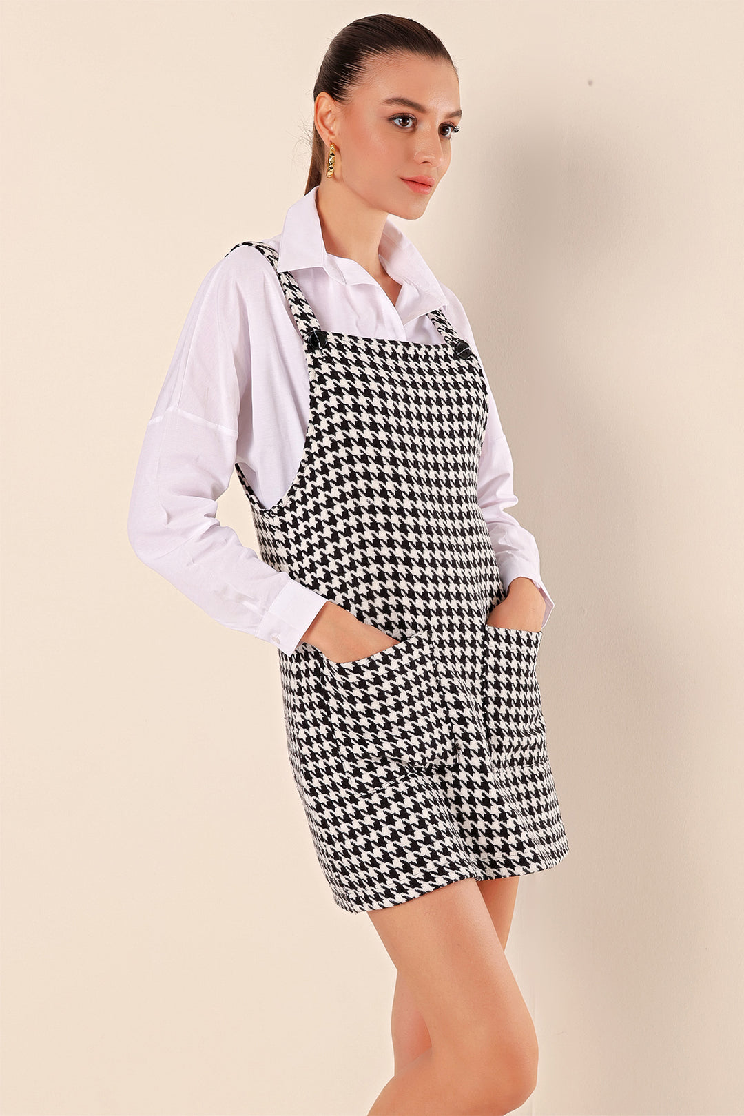 BGD Women Mini Overall Dress - Ecru - Avondale