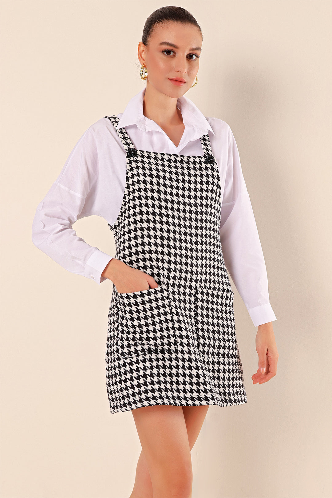 BGD Women Mini Overall Dress - Ecru - Avondale