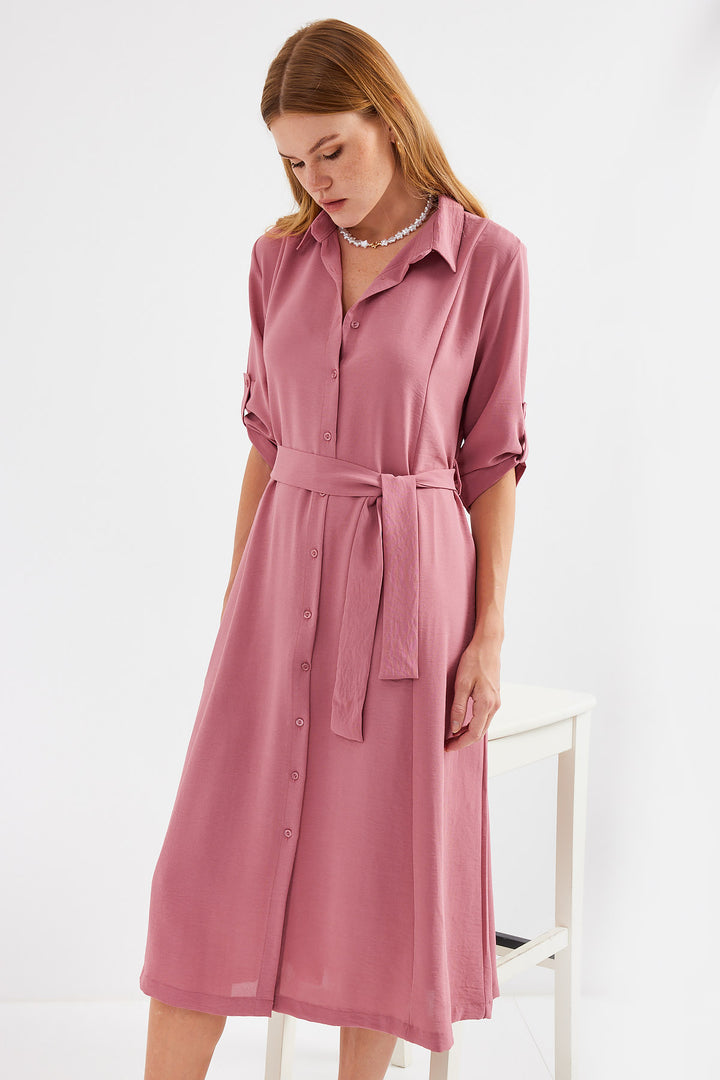 BGD Women Striped Shirt Dress - Antique Rose - Avondale