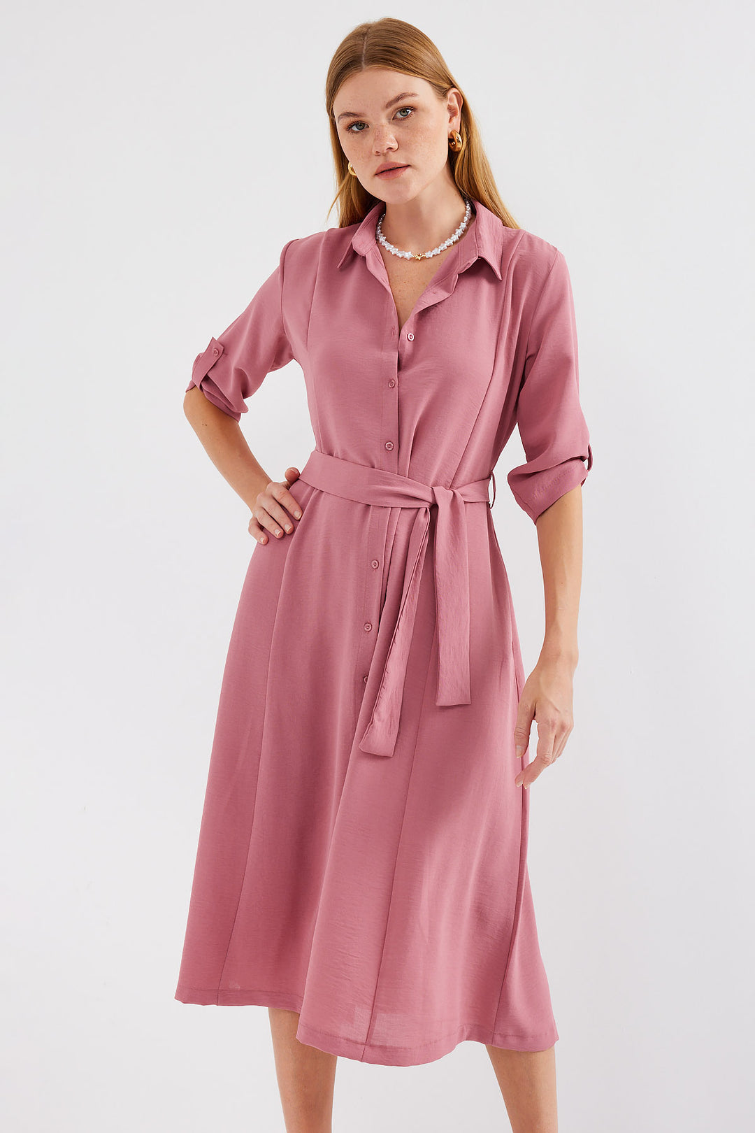 BGD Women Striped Shirt Dress - Antique Rose - Avondale