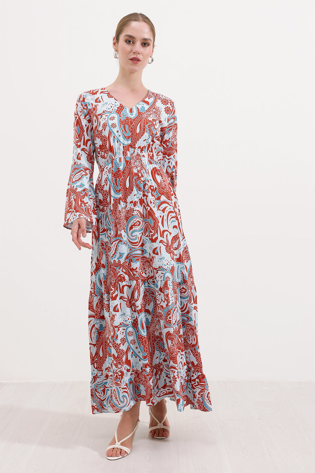 BGD Women Patterned Long Dress - Burgundy - Avondale