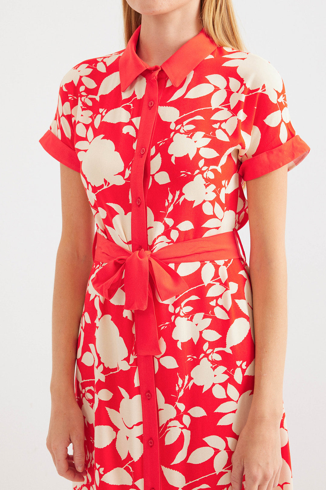 BGD Women Patterned Shirt Dress - Red - Avondale