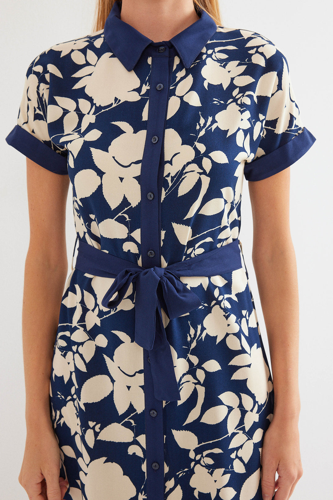 BGD Women Patterned Shirt Dress - Navy Blue - Avondale