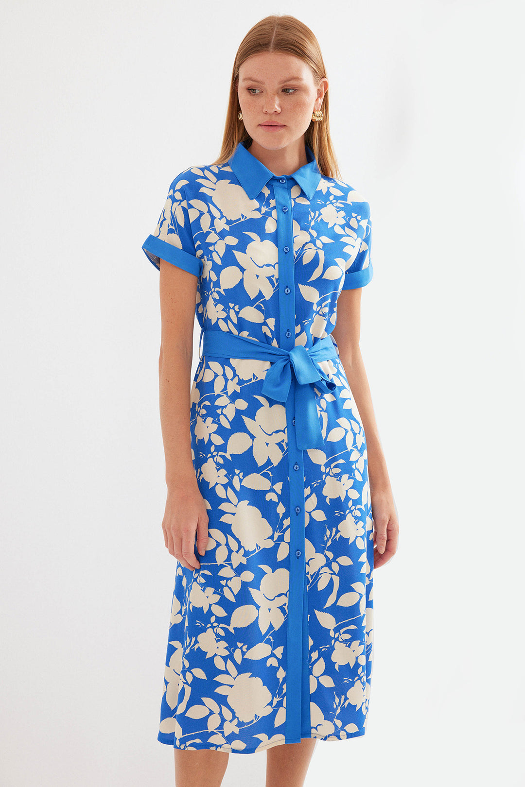 BGD Women Patterned Shirt Dress - Blue - Avondale