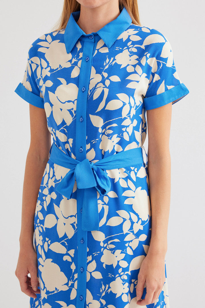 BGD Women Patterned Shirt Dress - Blue - Avondale