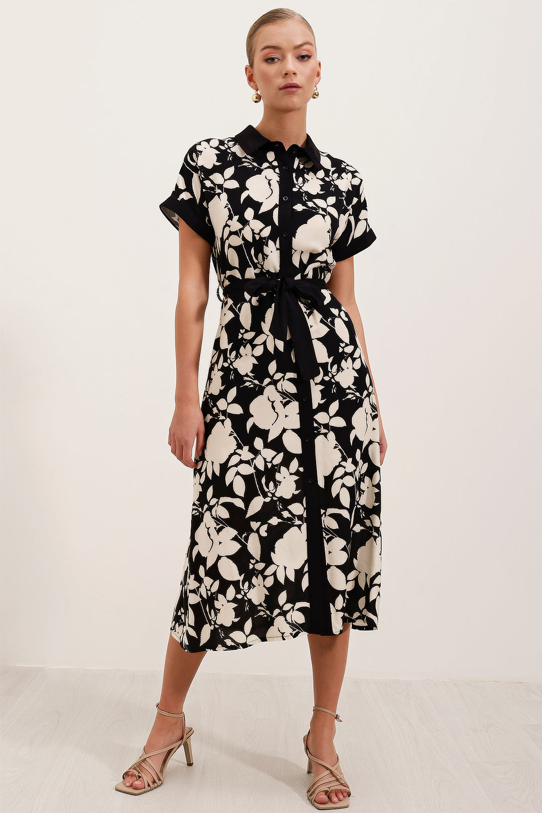 BGD Women Patterned Shirt Dress - Black - Avondale