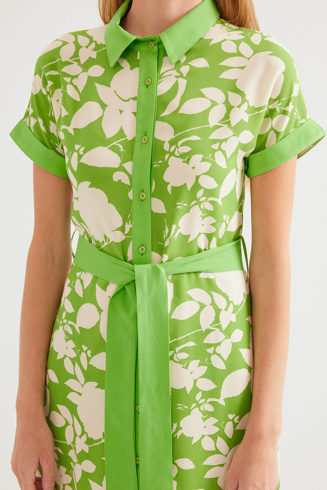 BGD Women Patterned Shirt Dress - Green - Avondale