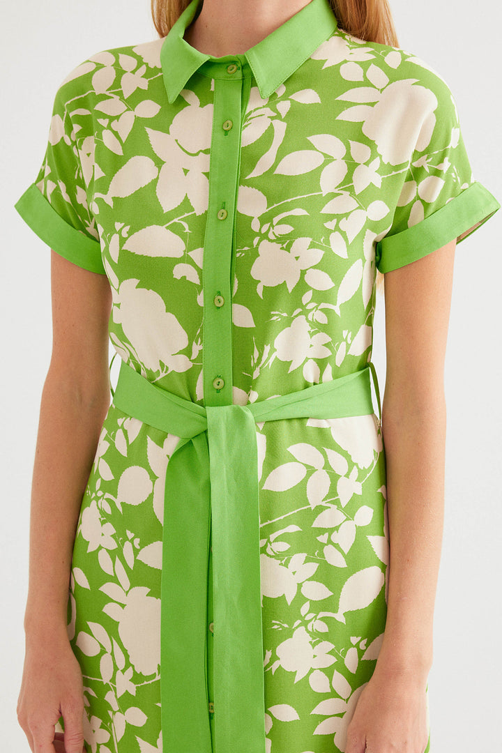 BGD Women Patterned Shirt Dress - Green - Avondale